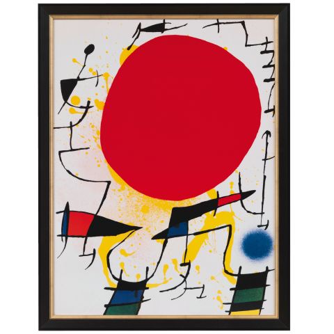 Joan Miró: Bild Le Soleil Rouge (Rote Sonne), gerahmt 