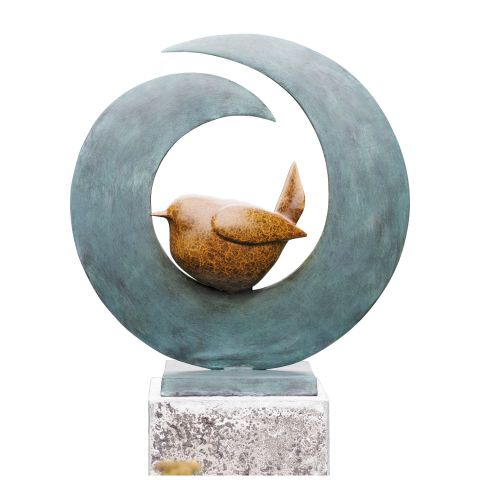 Bronzeskulptur Vogel im Nest 