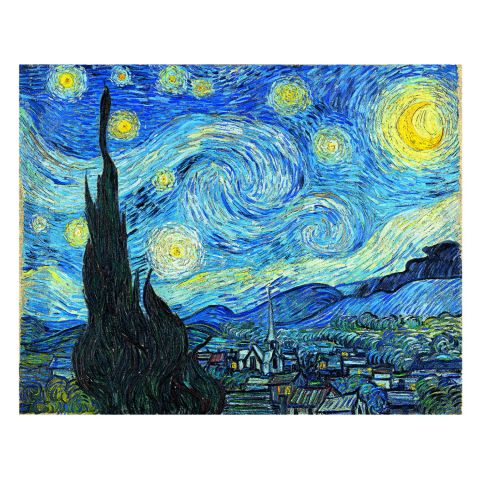 Vincent van Gogh: Die Sternennacht (Zypressen und Dorf), 1889 