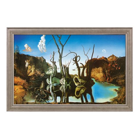 Salvador Dalí: Bild "Schwäne spiegeln Elefanten wider" (1937), gerahmt 
