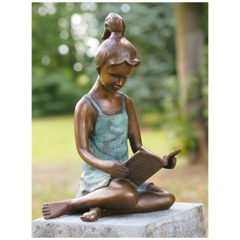 Gartenskulptur Lesendes Mädchen, Bronze 