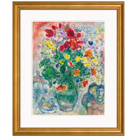 Marc Chagall: Bild Bouquet de Renoncules (1968),gerahmt (Gold oder Silber) 