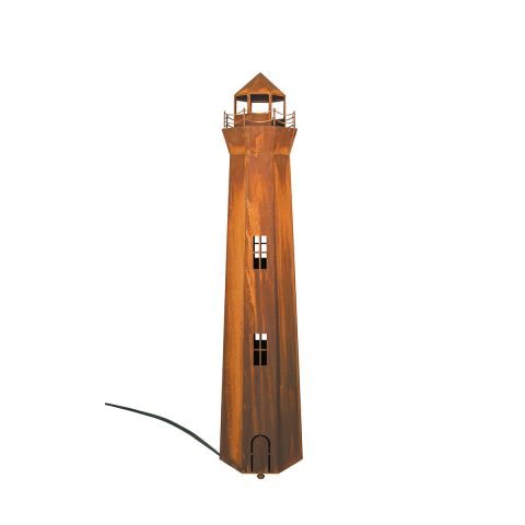 Edelrost Leuchtturm mit Beleuchtungssatz, Gartendeko 