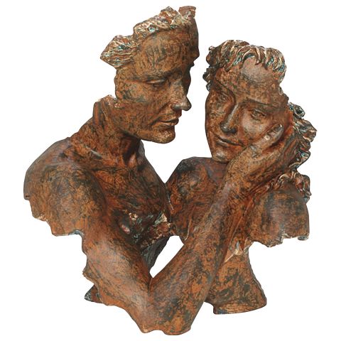 Angeles Anglada: Skulptur "Beieinander", Kunstguss Steinoptik 